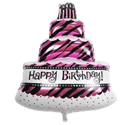 FOLYO BALON HAPPY BİRTHDAY 3 KAT PASTA PEMBE 80X 58CM D Ü 30