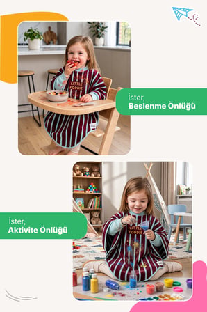 Reyo 6 Ay-6 Yaş Uzun Kollu Bebek Mama Önlüğü, Çocuk Aktivite Önlüğü, Pamuklu, Little Foodie