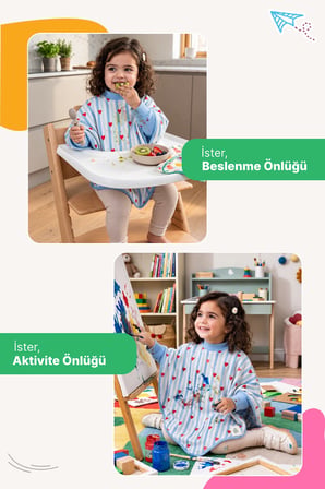 Reyo 6 Ay-6 Yaş Uzun Kollu Bebek Mama Önlüğü, Çocuk Aktivite Önlüğü, Pamuklu,Su Geçirmez - Love