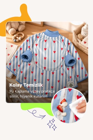 Reyo 6 Ay-6 Yaş Silinebilir Uzun Kollu Sıvı Geçirmez Bebek Mama Önlüğü, Çocuk Aktivite Önlüğü, -Love