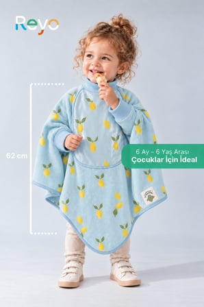 Reyo 6 Ay-6 Yaş Silinebilir Uzun Kollu Sıvı Geçirmez Bebek Mama Önlüğü, Çocuk Aktivite Önlüğü, Limon