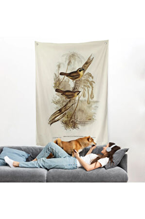 Dal Üzerindeki Kuşlar Duvar Örtüsü-8022