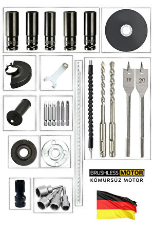 5 Makine Süper Seri x3 Akülü 40V 10AH Kömürsüz Dal Budama Kırıcı Delici Çelik Matkap Taşlama Somun