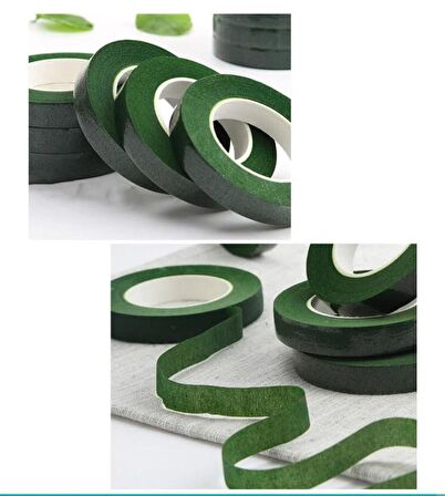 Çiçekçi Bandı Yeşil Renk Yapay Çiçek Latex Köpük Çiçek Sapı Sarma Yeşil Bant 30metre 