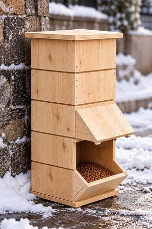 Reyo Ahşap Mama İstasyonu, Yağmura ve Rüzgara Dayanıklı Uzun Ömürlü Sokak Kedileri İçin Mama Kabı 50x25x25 cm MLDCAT (Monteli Teslimat)