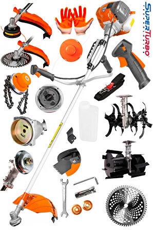 Germany FullMax 20HPX  Yan Tipi Benzinli Motorlu Ot Çalı Tırpanı + Toprak Eşeleme + Akrobat Çapa