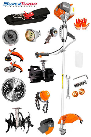 Germany FullMax 20HPX  Yan Tipi Benzinli Motorlu Ot Çalı Tırpanı + Toprak Eşeleme + Akrobat Çapa