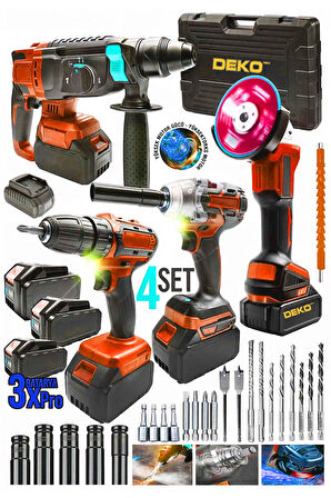 4'lü Set 21v 3.0ah Şarjlı Taşlama- Şarjlı Hilti-10mm Darbeli Şarjlı Matkap-şarjlı Somun Sıkma
