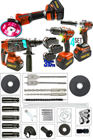4'lü Set 21v 3.0ah Şarjlı Taşlama- Şarjlı Hilti-10mm Darbeli Şarjlı Matkap-şarjlı Somun Sıkma