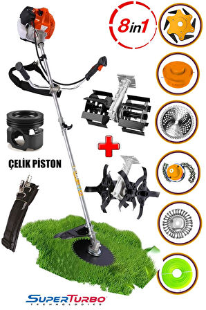 20HPX Motorlu 8 Başlıklı Benzinli Yan Tırpan – Arazi Seti Çapalama Eşeleme Toprak Havalandırma