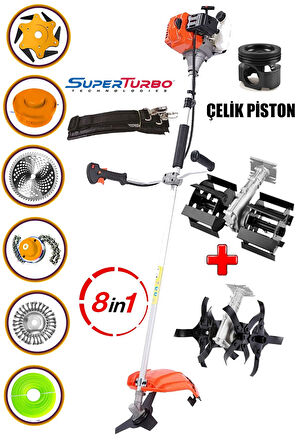 20HPX Motorlu 8 Başlıklı Benzinli Yan Tırpan – Arazi Seti Çapalama Eşeleme Toprak Havalandırma