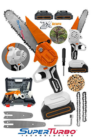 Uzun ve Kısa Pala Çift Akülü Profesyonel Zincirli Testere Dal Budama Makinesi Meyve Sebze Budama