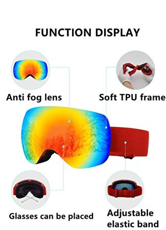 UV400 Korumalı Anti-Sis Çift Katman Orange Lens Snowboard Kayak Gözlüğü