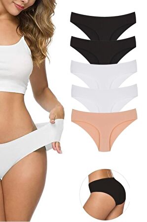 Kadın Lazer Kesim Dikişsiz Esnek Iz Yapmayan Toparlayıcı 5'li 5 Adet Külot