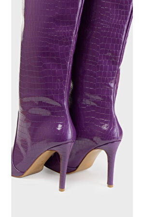 FİLİZ ÖZÇEVİREN X NACHA YÜKSEK TOPUKLU MOR ÇİZME