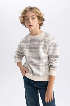 DeFacto Erkek Çocuk Bisiklet Yaka Desenli Sweatshirt B5391A823WNBG560
