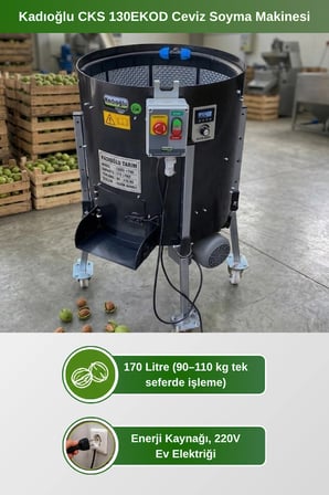 Kadıoğlu CKS 130EKOD Devir Ayarlı Ceviz Soyma Makinesi 170 Litre (90-110 KG)