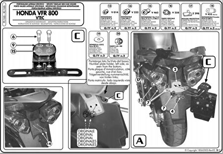 Kappa KL166 HONDA VFR 800 VTEC (02-11) Yan Çanta Taşıyıcı