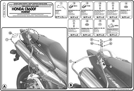 Kappa TK214 Honda Cb 600 F Hornet - S (98-06) Yan Kumaş Çanta Taşıyıcı