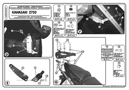 Kappa KZ443 KAWASAKI Z 750 (04-06) Arka Çanta Tasiyici