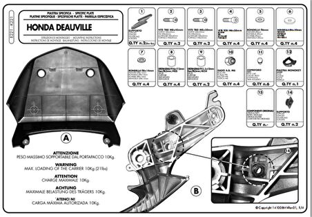 Kappa K221 HONDA NT 700 DEAUVILLE (06-12) Arka Çanta Tasiyici