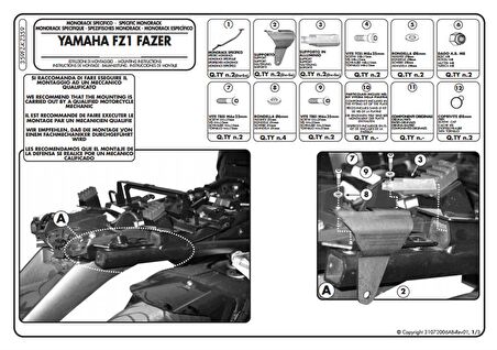 Kappa KZ359 YAMAHA FZ1 FAZER 1000 (06-15) Arka Çanta Tasiyici