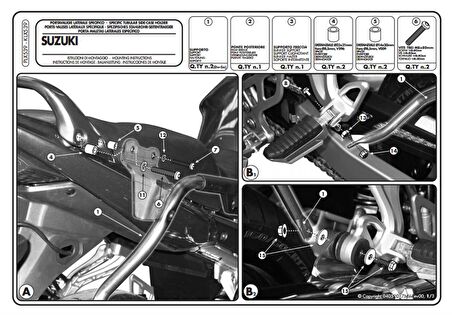 Kappa KLX539 SUZUKI GSX 650 -1250 - GSF 650-1250 (07-16) Yan Çanta Taşıyıcı