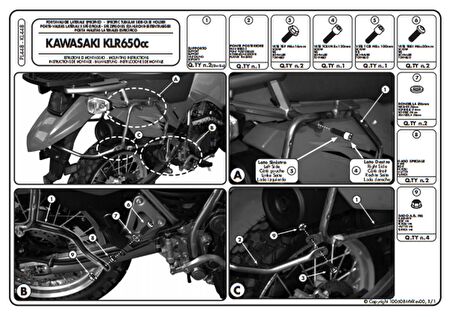 Kappa KL448 KAWASAKI KLR 650 ENDURO (07-19) Yan Çanta Taşıyıcı