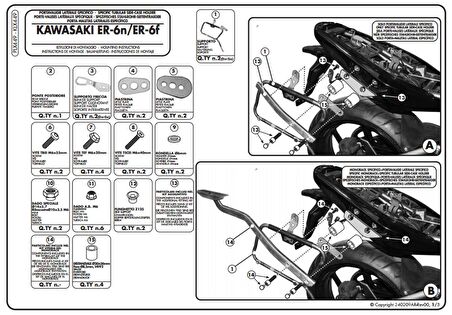 Kappa KLX449 KAWASAKI ER-6N - ER-6F 650 (09-11) Yan Çanta Taşıyıcı