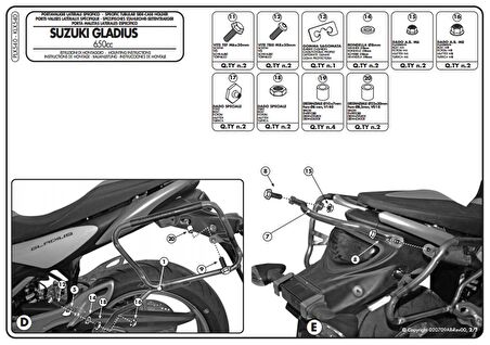 Kappa KLX540 SUZUKI GLADIUS 650 (09-16) Yan Çanta Taşıyıcı