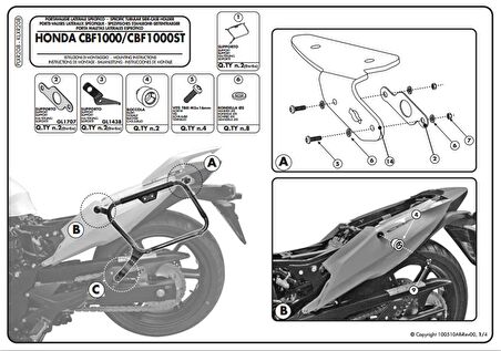 Kappa KLXR208 HONDA CBF 1000 - ST (10-14) Yan Çanta Taşıyıcı