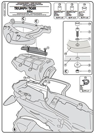 Kappa KR6401 TRIUMPH TIGER 800 - 800XC-XR (11-19) Arka Çanta Tasiyici