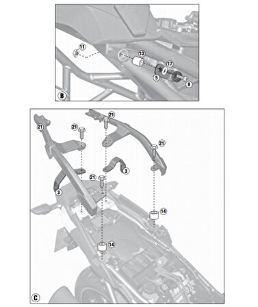 Kappa KLR4105 KAWASAKI VERSYS 1000 (12-14) Yan Çanta Taşıyıcı