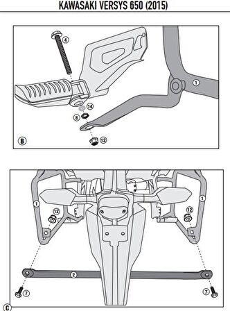 Kappa KLX4114 KAWASAKI VERSYS 650 (15-19) Yan Çanta Taşıyıcı