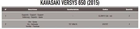 Kappa 4114KITK KAWASAKI VERSYS 650 (15-19) Yan Çanta Taşıyıcı Bağlantı Kiti