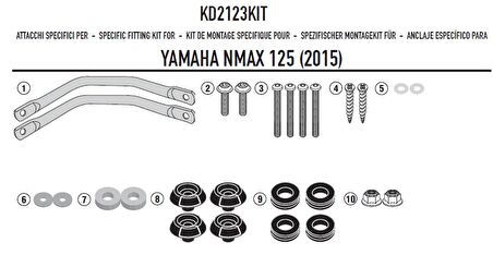 Kappa D2123KITK YAMAHA N-MAX 125-155 (15-19) Rüzgar Siperlik Baglantisi