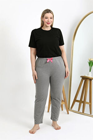 Celira Kadın Pamuklu Büyük Beden Alt Pijama Gri