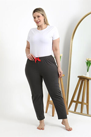 Celira Kadın Pamuklu Büyük Beden Alt Pijama Füme