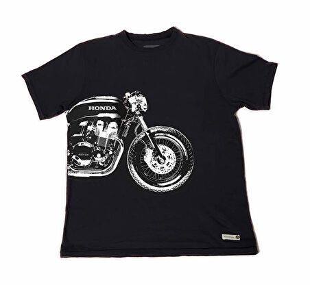HONDA COLLECTION SİYAH T-SHIRT MOTOSİKLET ÇİZİMLİ