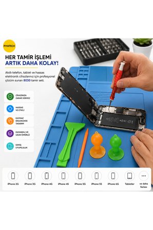 8030 Cep Telefonu Ve Tablet Tamir Seti Hassas Tornavida Ekran Açma Vantuz Ve Pena Takımı