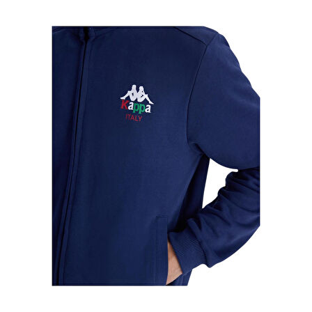 Authentic İtaly Full Zip Erkek Mavi Comfort Fit Fermuarlı Eşofman Üstü