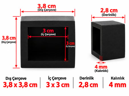 LUDIA 3x3 cm Kutu Profil Kaydırmaz Ayak Parke Koruyucu Mobilya Lastik Pabucu 4'lü Set