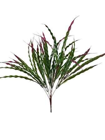 Yapay Çiçek BordoYeşil Kalın Kıvrımlı Saz Garnitür Aradal Dekoratif Yapay Bitki 45cm
