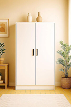 Mdf 2 Kapaklı Yüklük Dolap | 180×90×50 Cm | Beyaz – Çok Amaçlı Gardrop