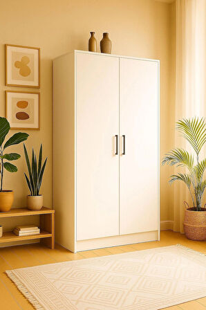 Mdf 2 Kapaklı Yüklük Dolap | 180×90×50 Cm | Beyaz – Çok Amaçlı Gardrop