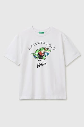 United Colors of Benetton Erkek Çocuk Grafik Baskılı Tişört Beyaz 11-12 Yaş