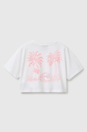 United Colors of Benetton Kız Çocuk Lilo & Stitch Baskı Detaylı Crop T-Shirt Beyaz 6-13 Yaş