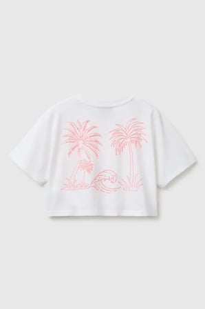 United Colors of Benetton Kız Çocuk Lilo & Stitch Baskı Detaylı Crop T-Shirt Beyaz 6-13 Yaş
