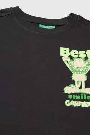 United Colors of Benetton Erkek ÇocukGarfield Baskı Detaylı Yuvarlak Yaka T-Shirt Antrasit 6-14 Yaş
