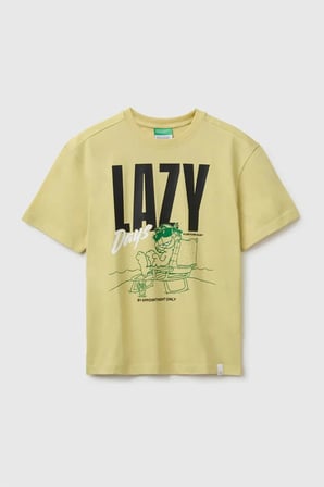United Colors of Benetton Erkek ÇocukGarfield Baskı Detaylı Yuvarlak Yaka T-Shirt Sarı 6-14 Yaş